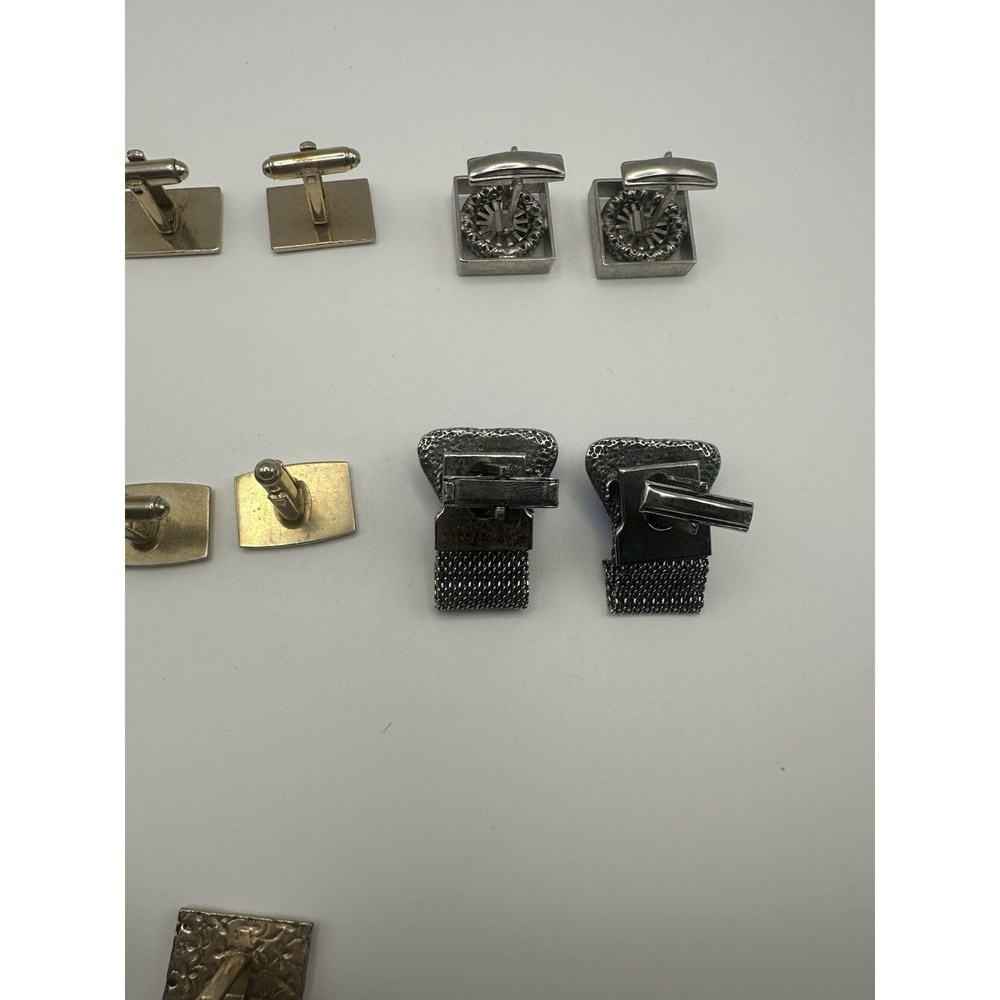 Vintage Cufflinks Lot 7 Pairs Blue Glass Mesh Equestrian Horse Initial J Mixed - Picture 7 of 8
